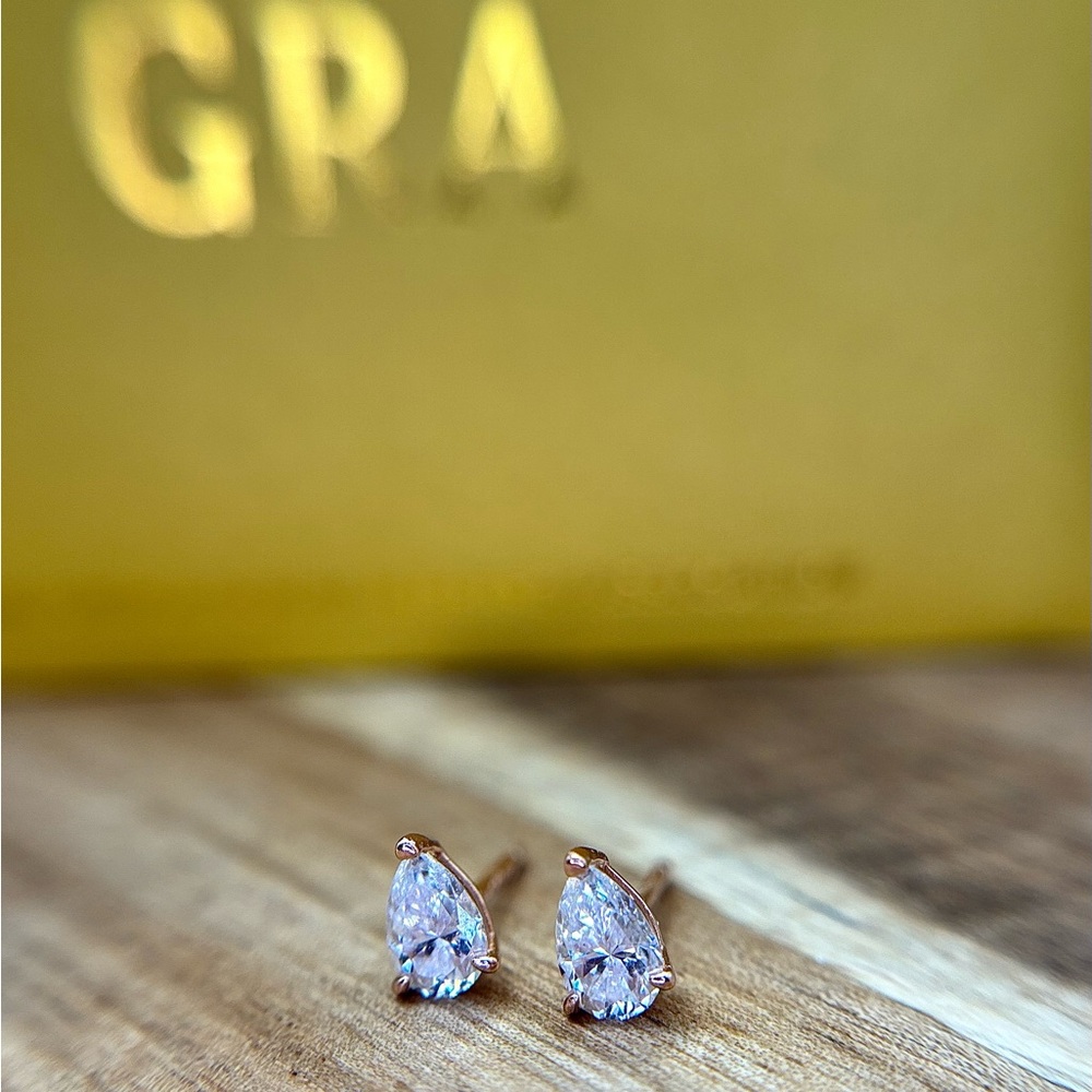 GRA Certified 1.5ct Pear‑Cut Moissanite Earrings | D Color | 925 Sterling Silver - Picture 10 of 11
